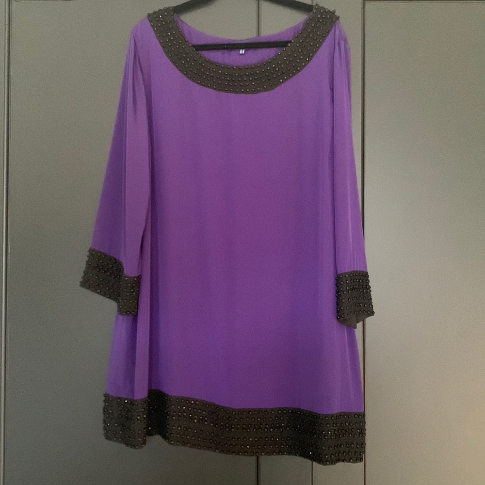 asos satin beaded purple dress